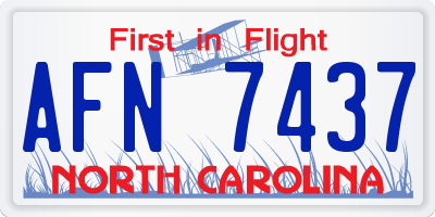 NC license plate AFN7437