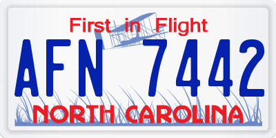 NC license plate AFN7442