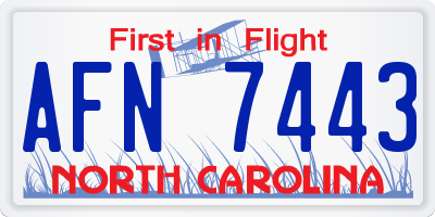 NC license plate AFN7443