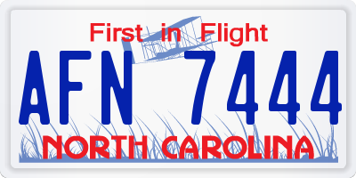 NC license plate AFN7444