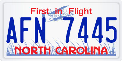 NC license plate AFN7445