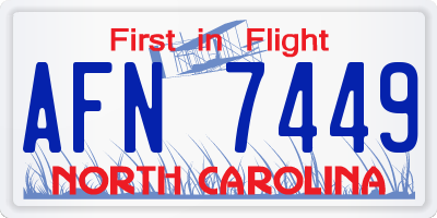 NC license plate AFN7449