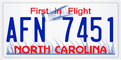 NC license plate AFN7451