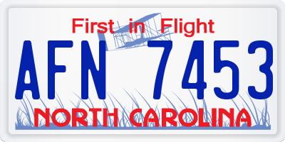 NC license plate AFN7453