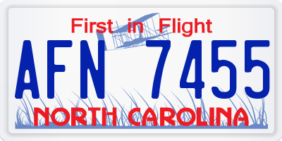 NC license plate AFN7455