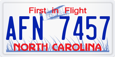 NC license plate AFN7457