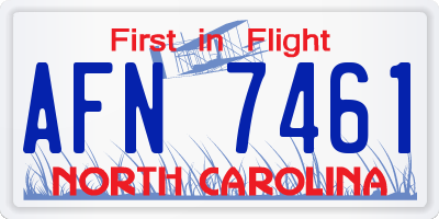 NC license plate AFN7461
