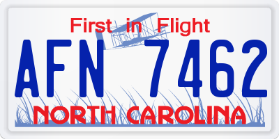 NC license plate AFN7462