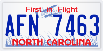 NC license plate AFN7463