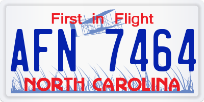 NC license plate AFN7464