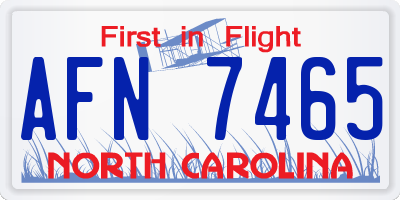 NC license plate AFN7465