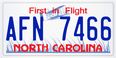NC license plate AFN7466