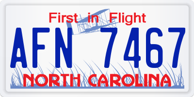 NC license plate AFN7467