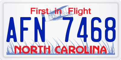 NC license plate AFN7468