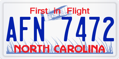 NC license plate AFN7472