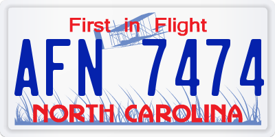 NC license plate AFN7474