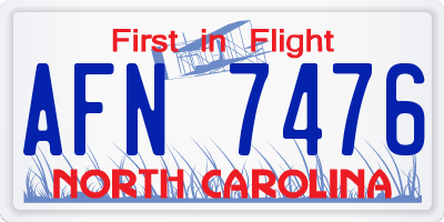 NC license plate AFN7476