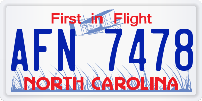 NC license plate AFN7478