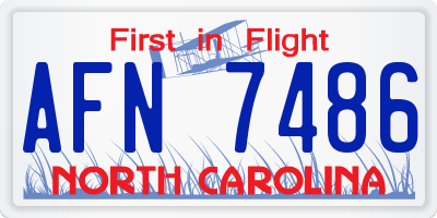 NC license plate AFN7486