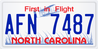 NC license plate AFN7487