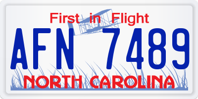 NC license plate AFN7489