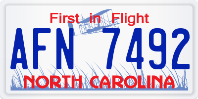 NC license plate AFN7492