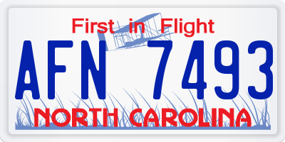 NC license plate AFN7493