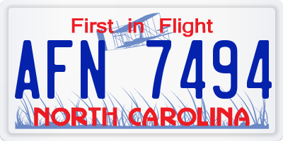 NC license plate AFN7494