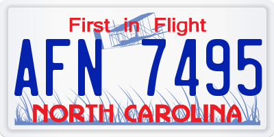 NC license plate AFN7495