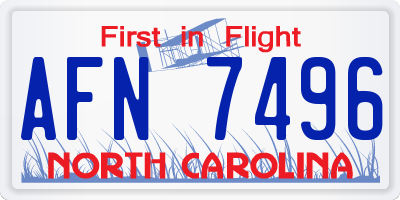NC license plate AFN7496