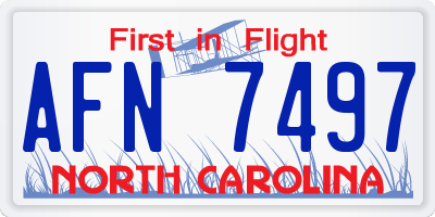 NC license plate AFN7497
