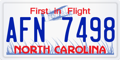 NC license plate AFN7498