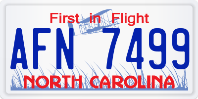 NC license plate AFN7499