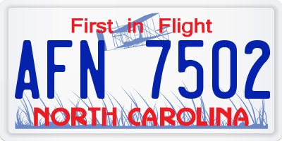 NC license plate AFN7502