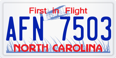 NC license plate AFN7503