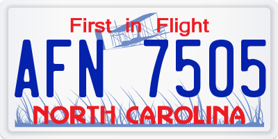 NC license plate AFN7505