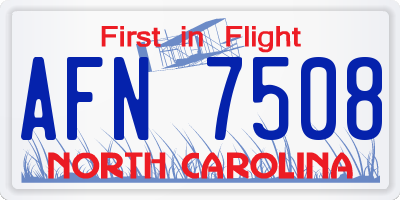 NC license plate AFN7508