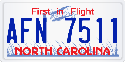 NC license plate AFN7511