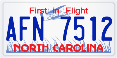 NC license plate AFN7512