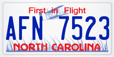 NC license plate AFN7523