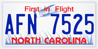 NC license plate AFN7525