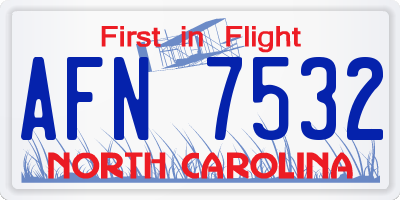 NC license plate AFN7532
