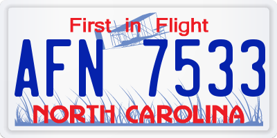 NC license plate AFN7533