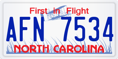 NC license plate AFN7534