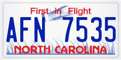 NC license plate AFN7535