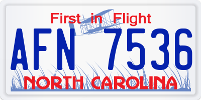 NC license plate AFN7536
