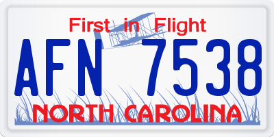 NC license plate AFN7538
