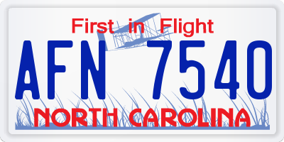 NC license plate AFN7540