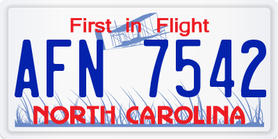 NC license plate AFN7542