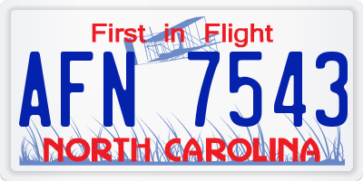 NC license plate AFN7543